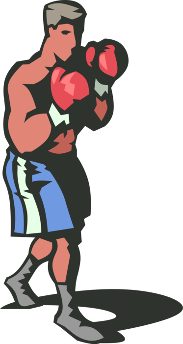 Vector Illustration of Prizefighter Pugilist Boxer with Boxing Gloves Sparring