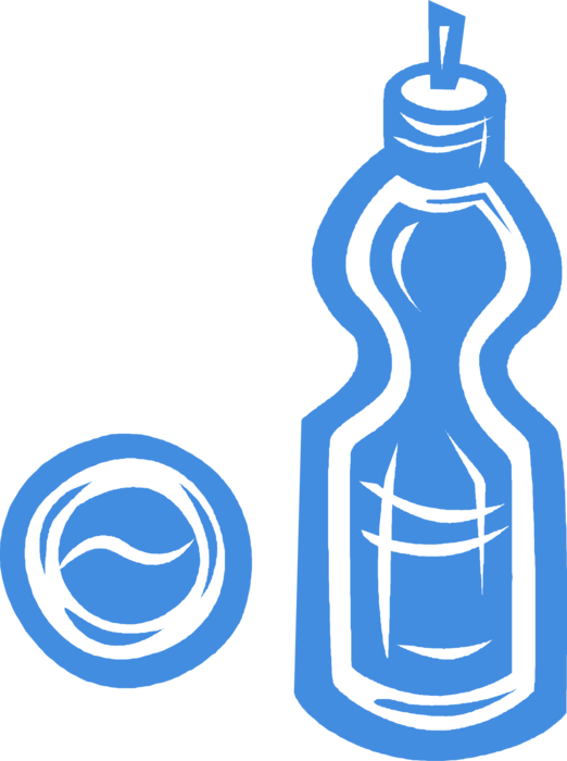 Vector Illustration of Plastic Water Bottle and Tennis Ball