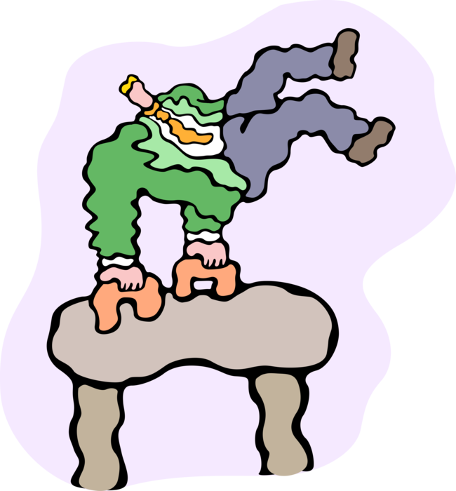 Vector Illustration of Businessman Performs on Gymnastics Pommel Horse
