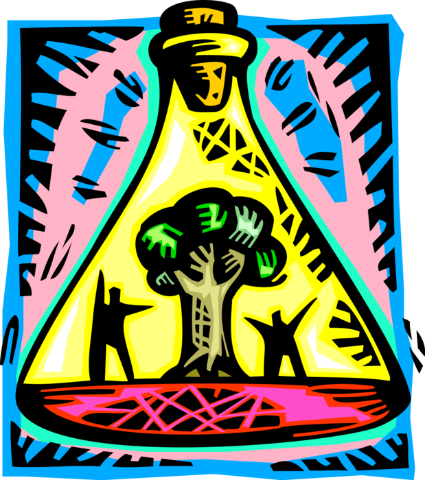 Vector Illustration of Environmental Protection with Tree in Laboratory Flask