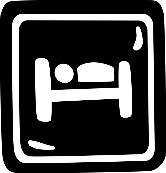 Vector Illustration of Highway Roadside Services Hotel Overnight Bed and Sleep Accommodation Traffic Road Sign