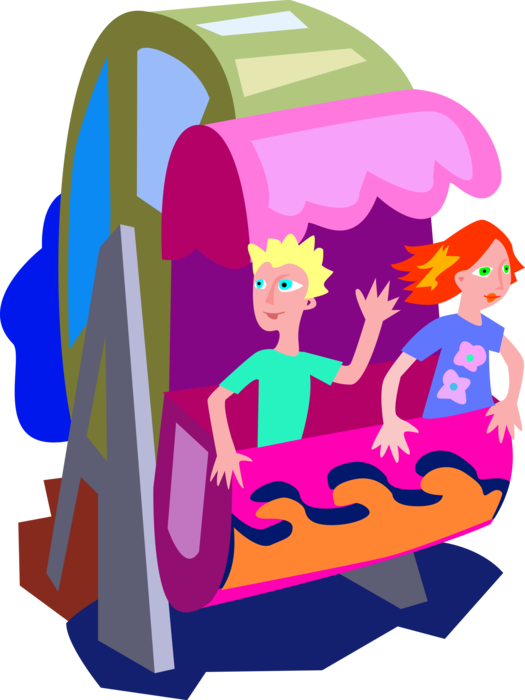 Vector Illustration of Amusement or Theme Park Entertainment Ferris Wheel Ride
