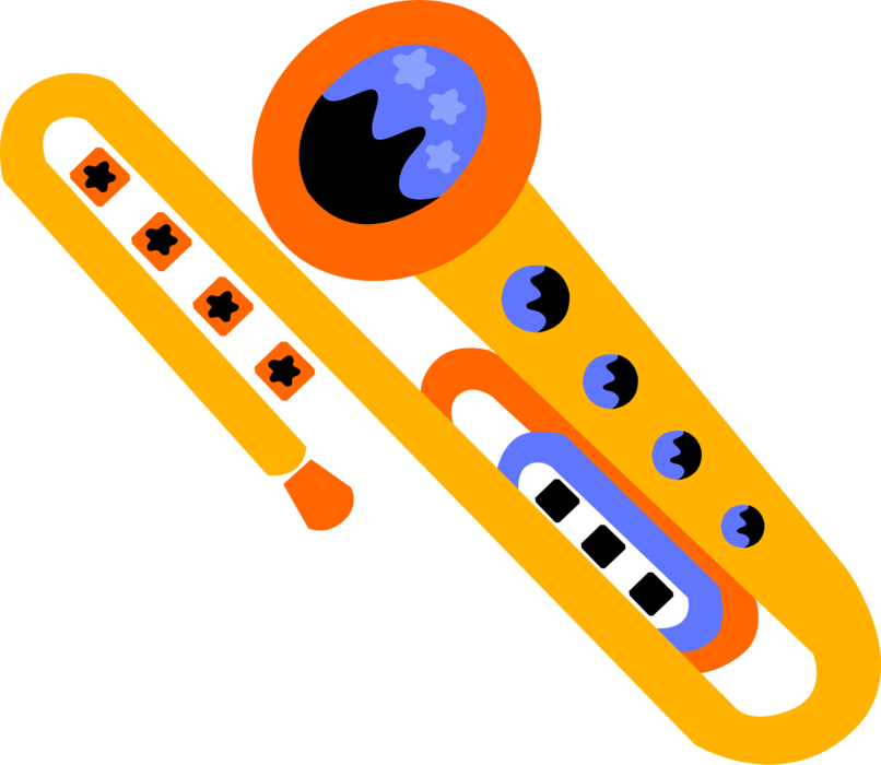 Vector Illustration of Trombone Brass Musical Instrument