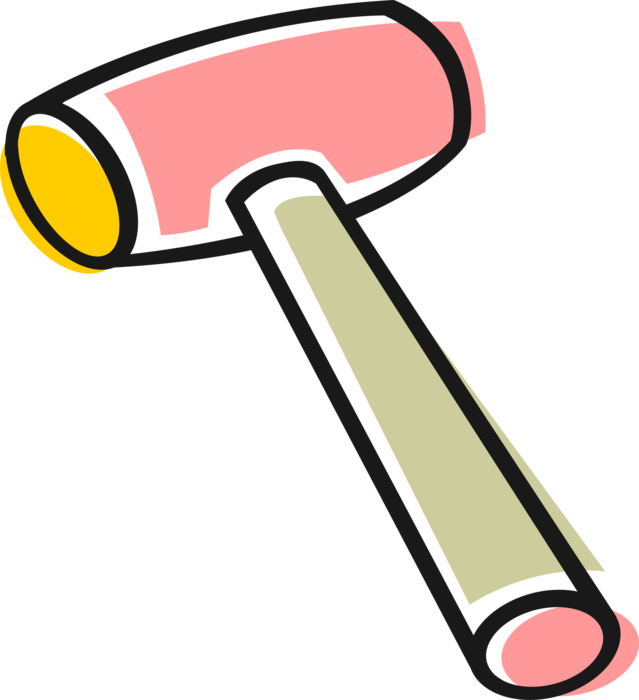 Vector Illustration of Rubber Mallet Hammer Tool used in Construction, Woodworking, and Auto-Body Work