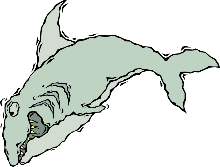 Vector Illustration of Marine Predator Shark Getting Angry