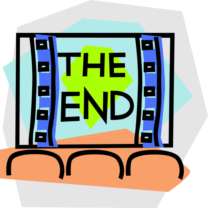Vector Illustration of Cinema Movie Theatre or Theater Screen with The End of Film Screening