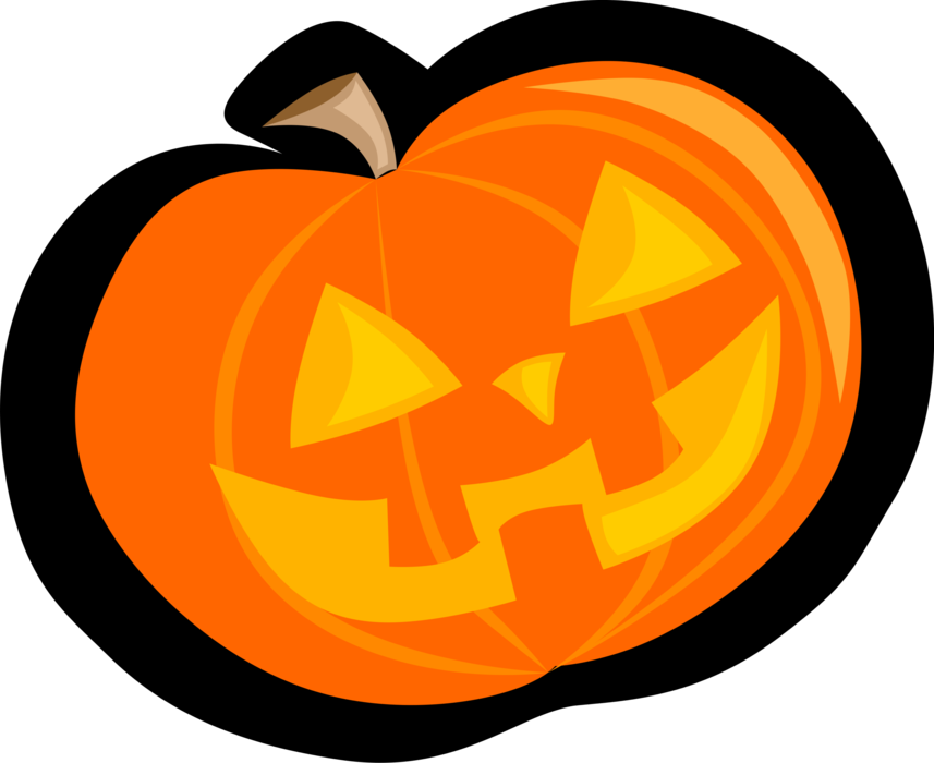 Vector Illustration of Halloween Pumpkin Carved Jack-o'-Lantern