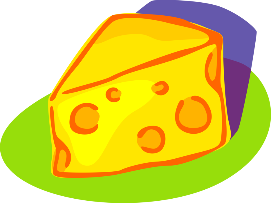 Vector Illustration of Savoury Swiss Emmental Cheese Dairy Product Food Derived from Milk with Holes