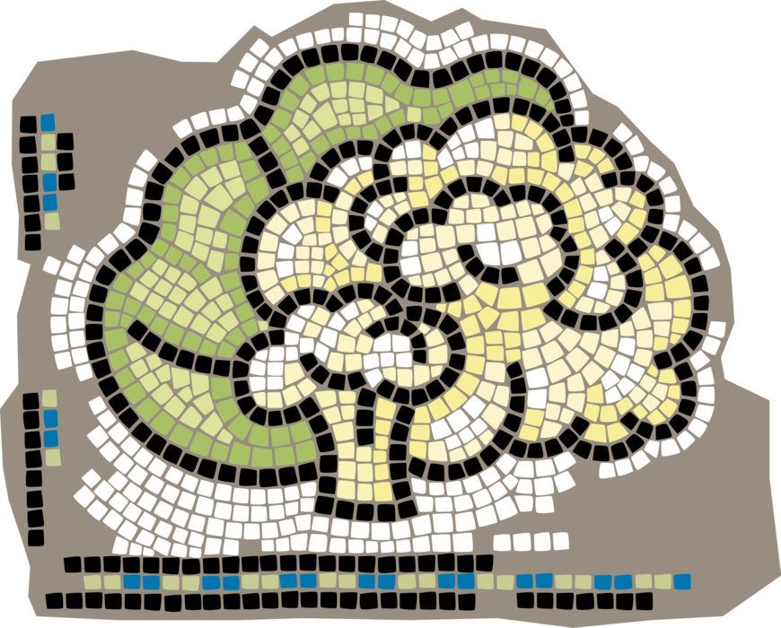 Vector Illustration of Decorative Mosaic Edible Vegetable Head of Cauliflower
