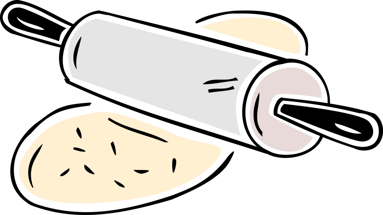 Vector Illustration of Rolling Pin and Flour Dough