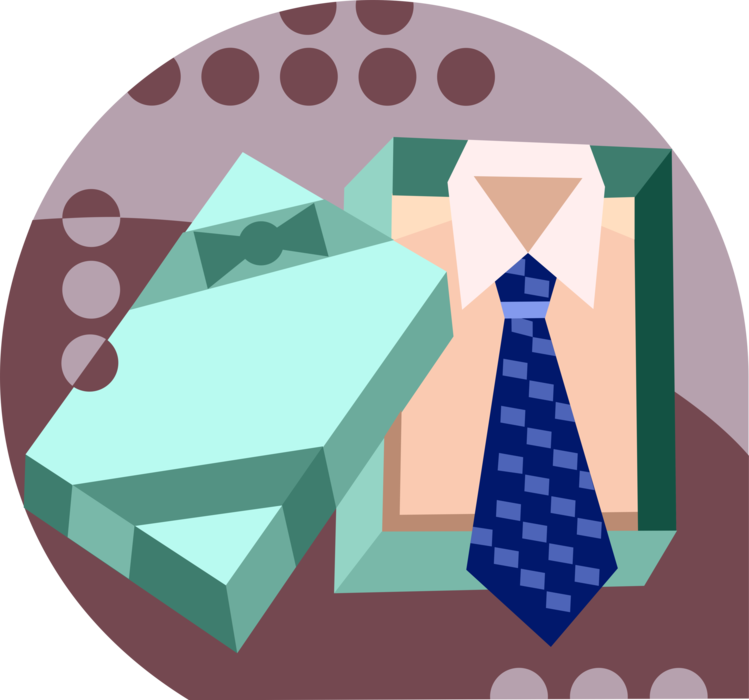 Vector Illustration of Dress Shirt and Tie Christmas Gift Present in Box