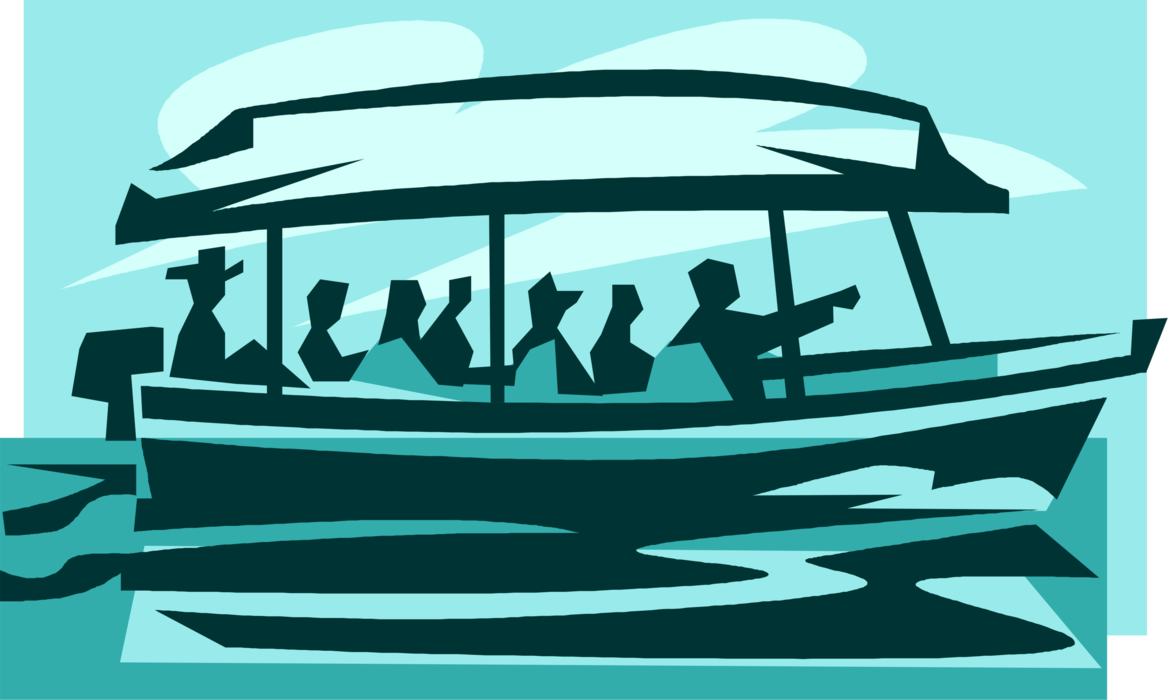 Vector Illustration of Sightseeing Tour Boat used in Tourism Takes Tourists on Leisure Travel Tours