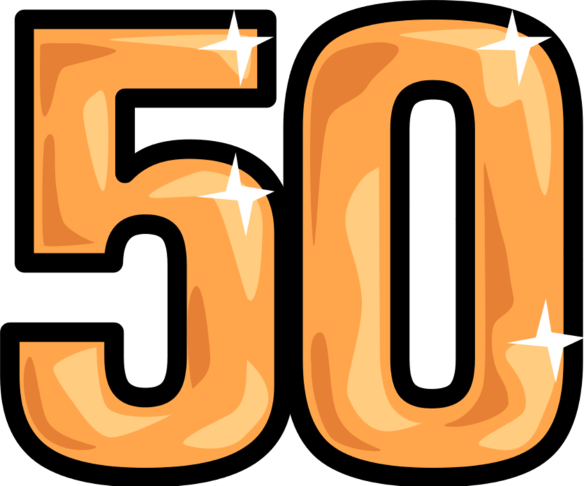 Vector Illustration of 50th Anniversary Number Fifty