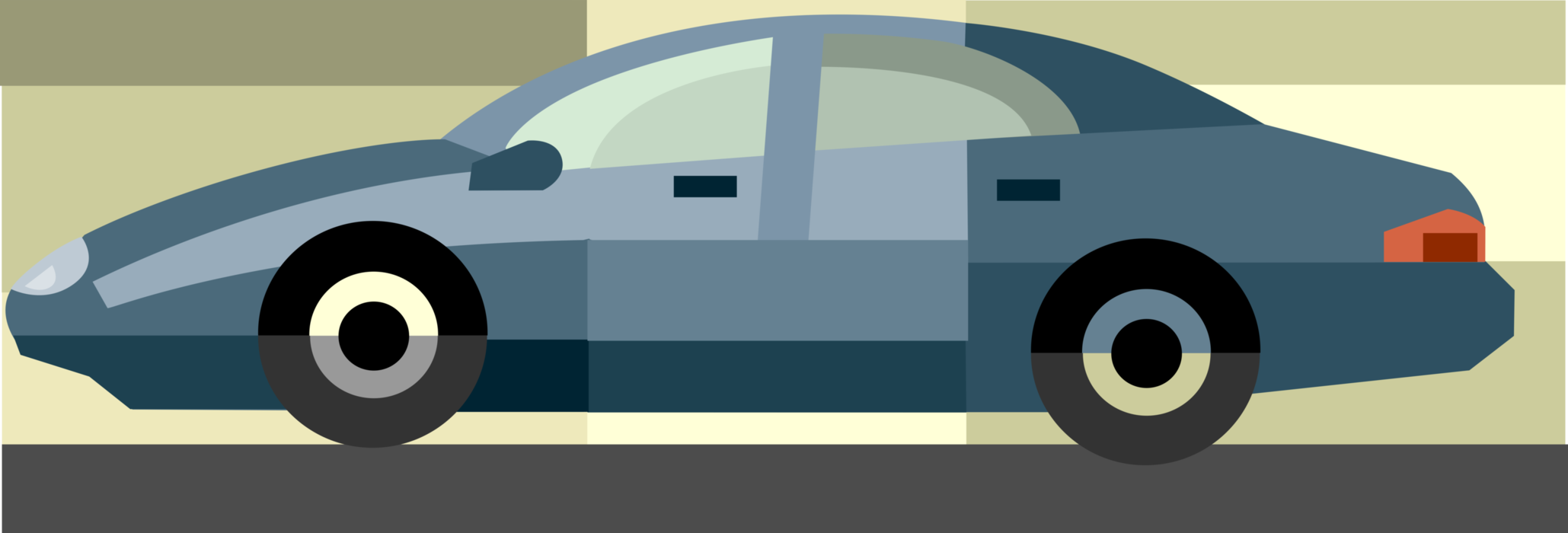 Vector Illustration of Family Sedan Automobile Motor Vehicle Car