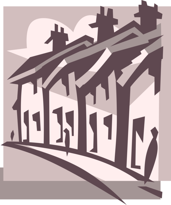 Vector Illustration of Village or Town House Buildings