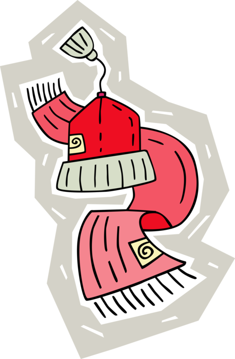 Vector Illustration of Warm Winter Clothing Scarf and Toque
