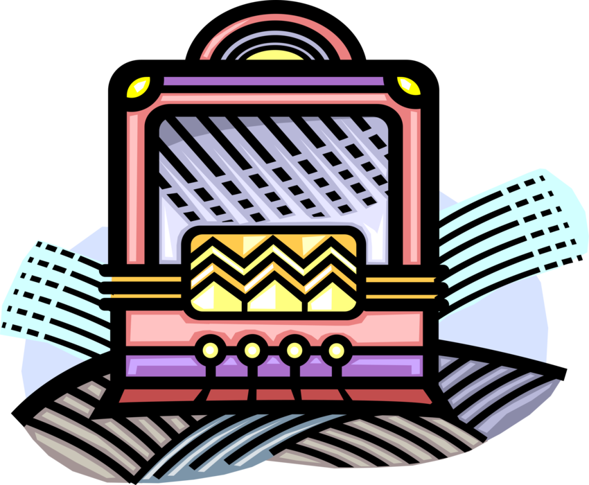 Vector Illustration of Old Style Radio Receives Broadcasts