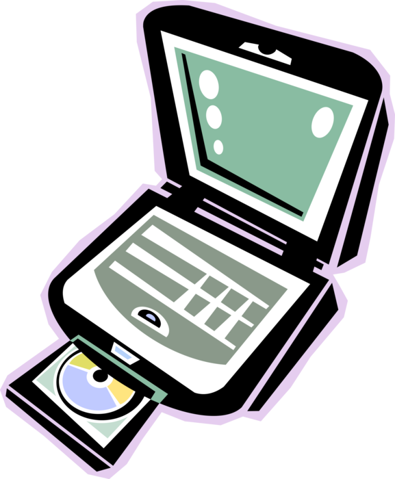 Vector Illustration of Laptop or Notebook Personal Computer with DVD Drive