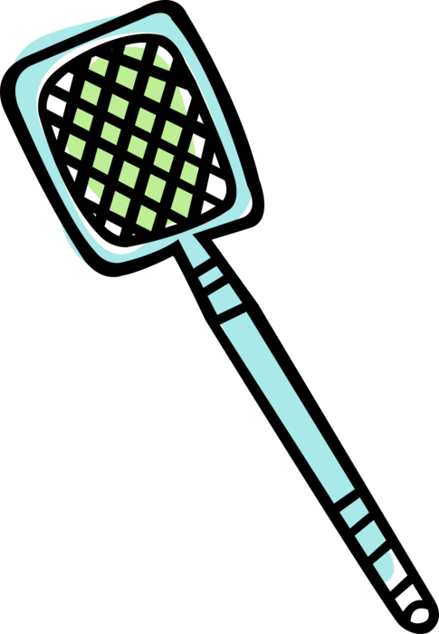 Vector Illustration of Fly Swatter Kills Insect Bugs