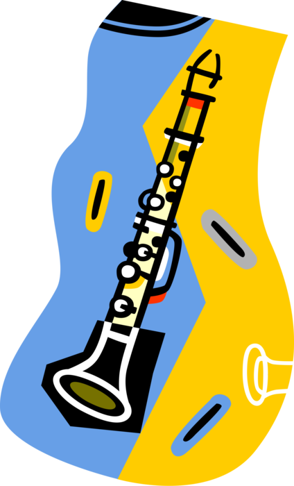 Vector Illustration of Clarinet Single-Reed Mouthpiece Woodwind Instrument