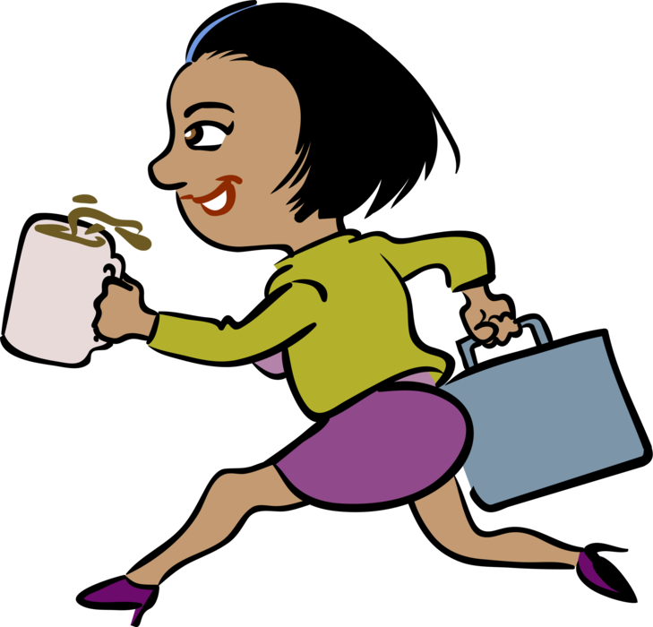 Vector Illustration of Businesswoman Running Late for Office Meeting
