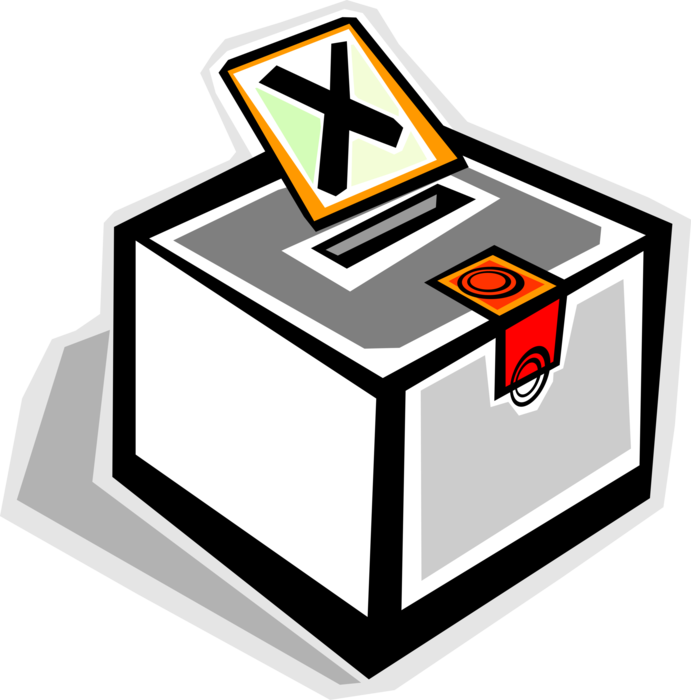 Vector Illustration of Voters Place Votes in Political Ballot Box for Democratic Election Candidate
