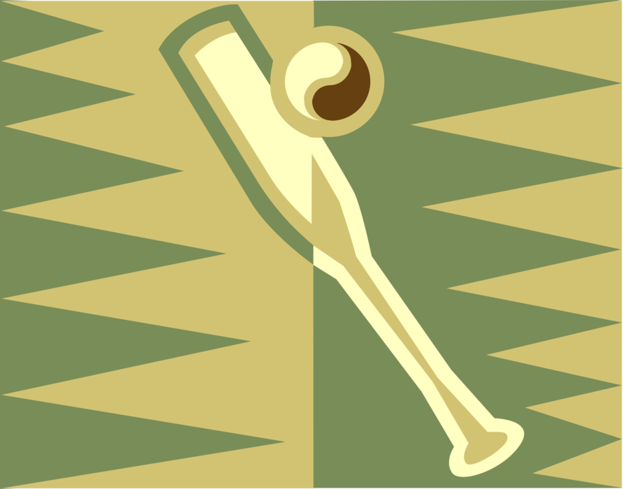 Vector Illustration of American Pastime Sport of Baseball Bat and Ball