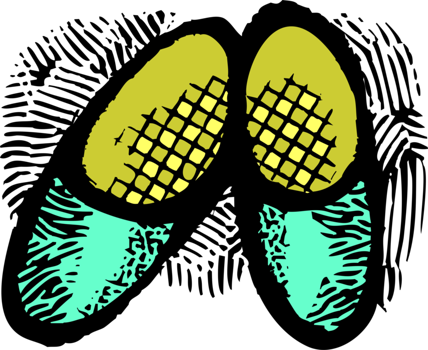 Vector Illustration of Pair of Bedroom Slippers Footwear
