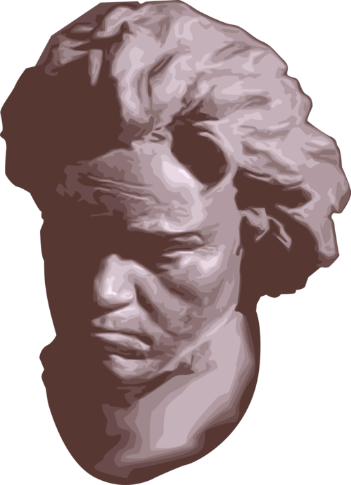 Vector Illustration of Ludwig van Beethoven, Influential German Composer of Music