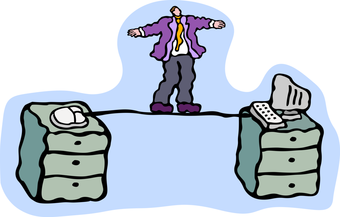Vector Illustration of Businessman Tightrope Walker