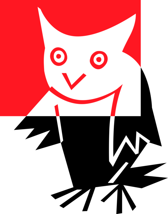 Vector Illustration of Owl Nocturnal Bird of Prey