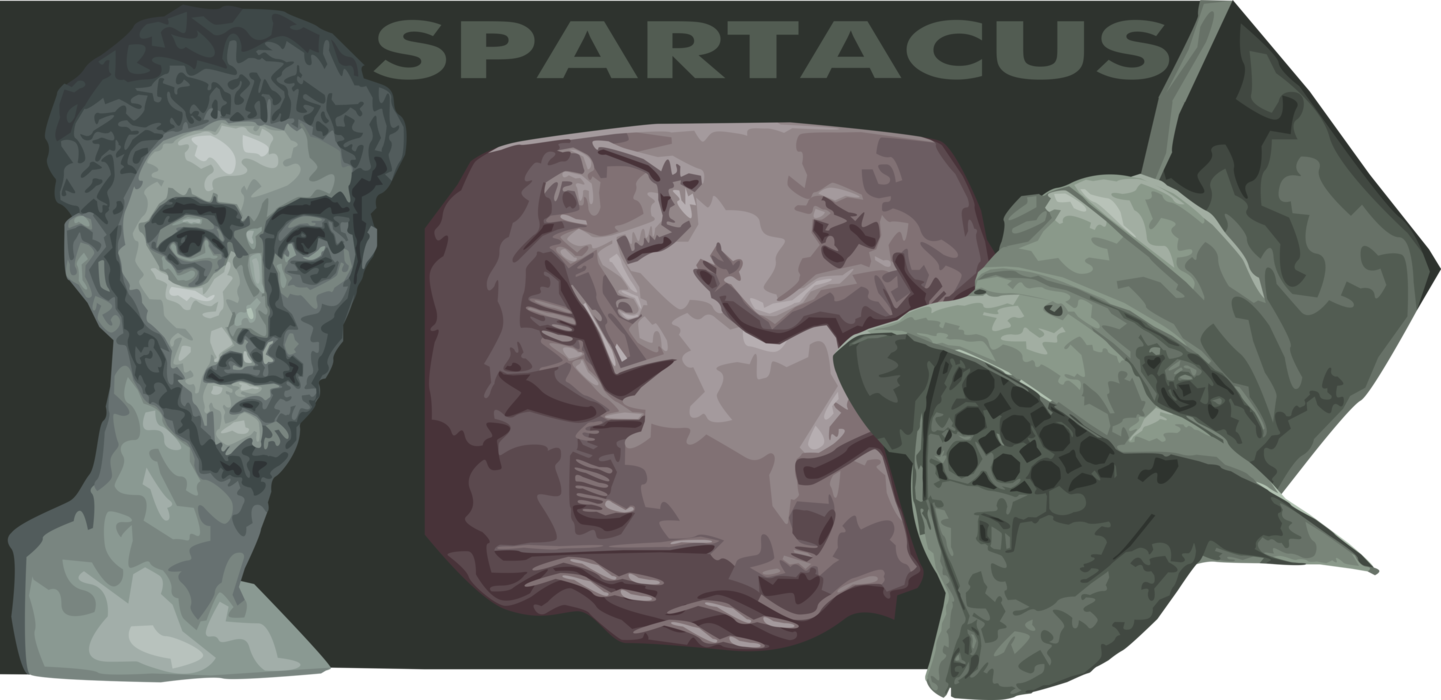 Vector Illustration of Spartacus, Thracian Roman Gladiator Escaped Slave Leader in Uprising Against Rome