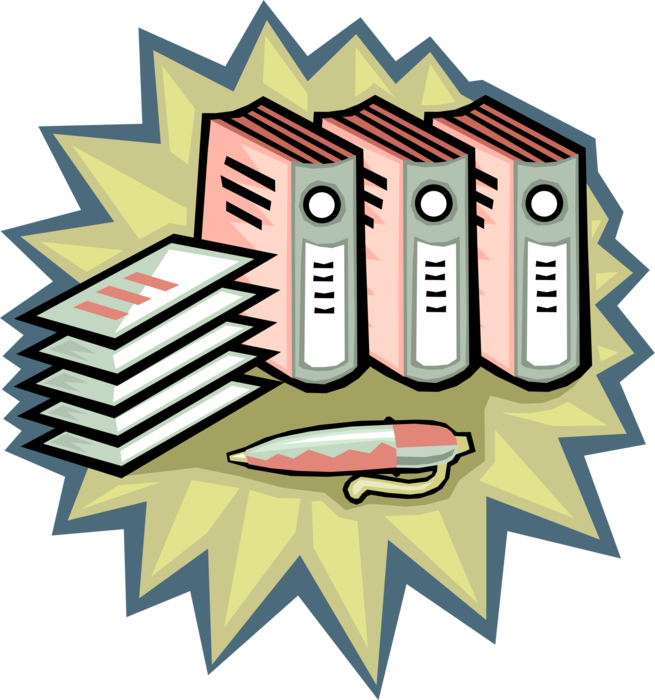 Vector Illustration of Business Financial Records and Accounting Books