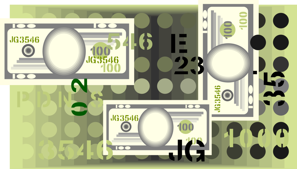 Vector Illustration of United States Financial Currency Cash Dollar Money