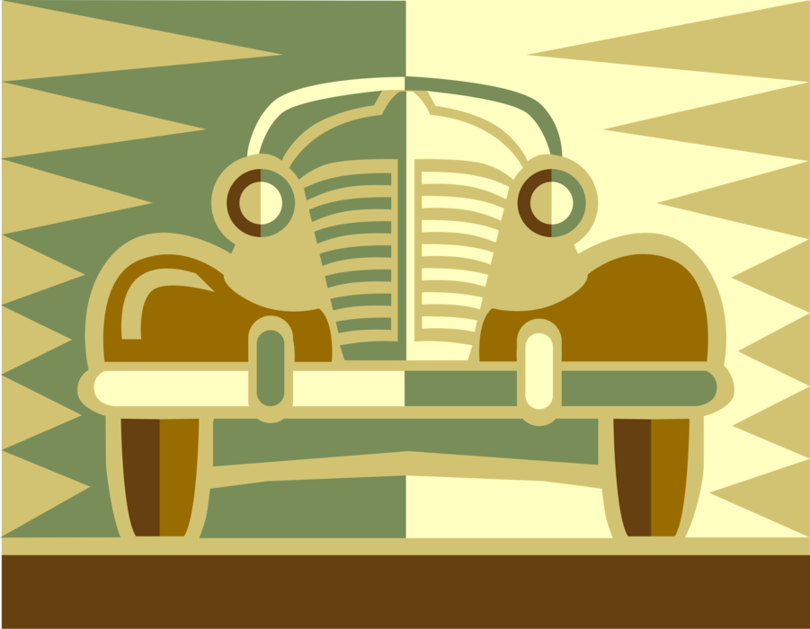 Vector Illustration of Antique Vintage Automobile Motor Vehicle Car