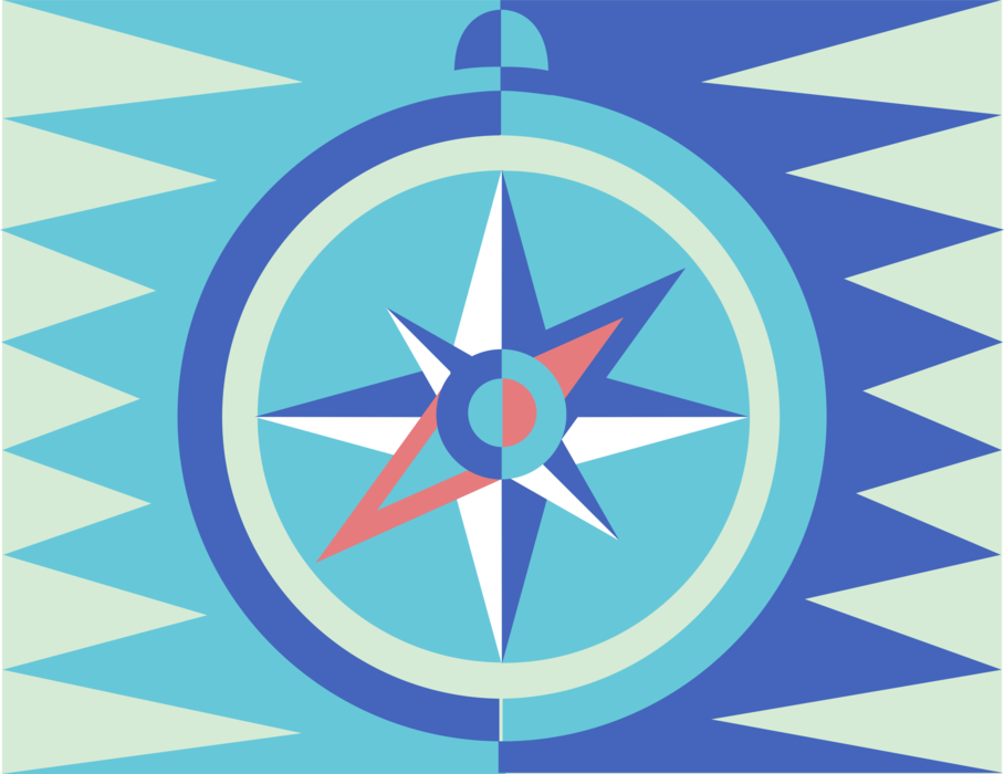 Vector Illustration of Magnetic Compass Rose Symbol for Navigation and Finding Direction