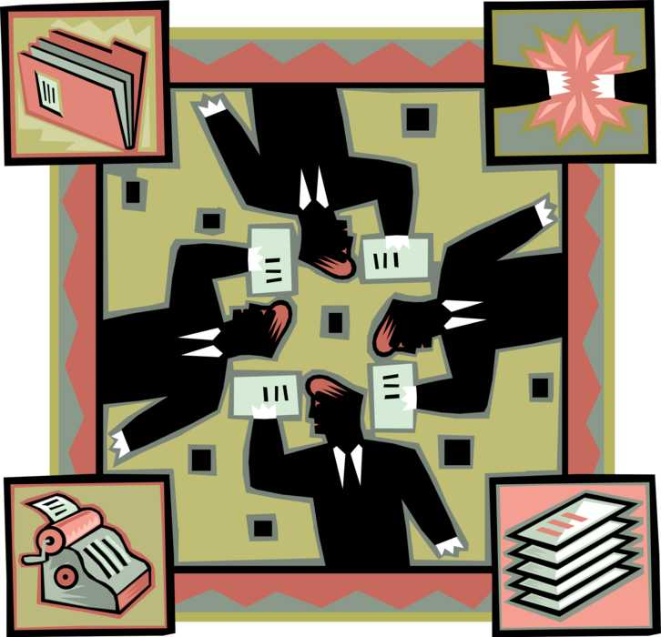 Vector Illustration of Information Exchange Between Businessmen