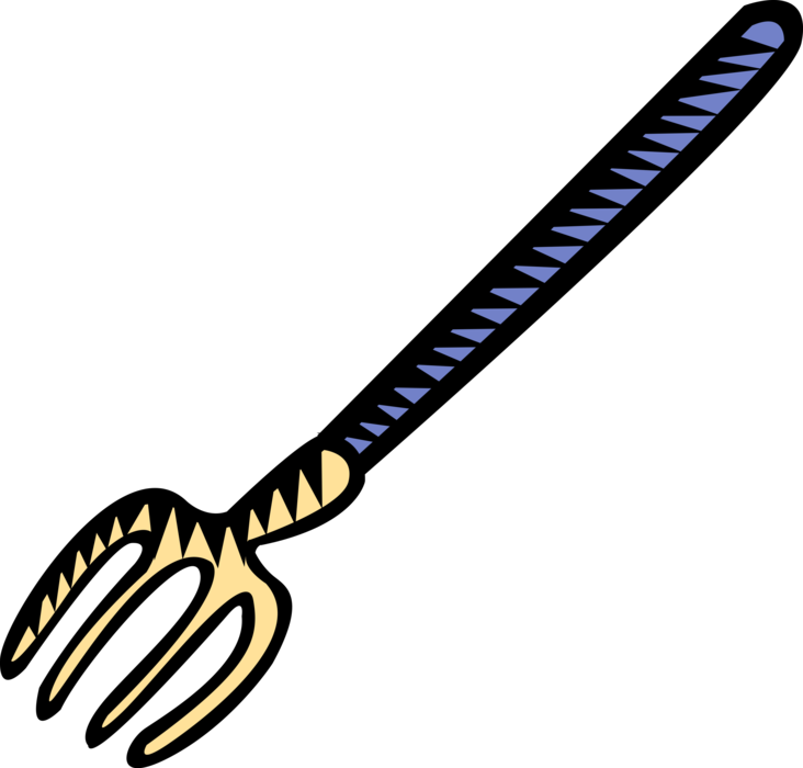 Vector Illustration of Pitchfork with Tines Farm and Gardening Tool for Turning Soil