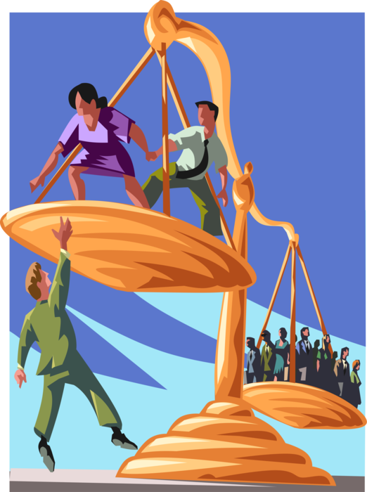 Vector Illustration of Human Resources Balancing Scales with Business Top Performers