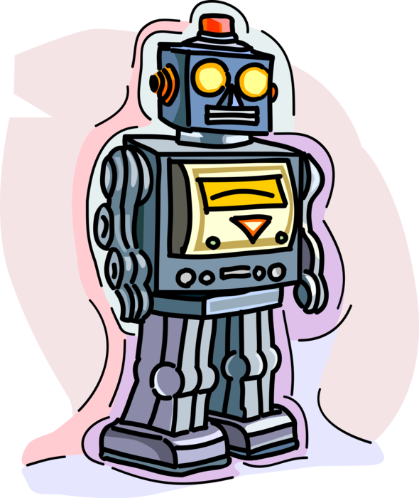 Vector Illustration of Child's Mechanical Toy Robot