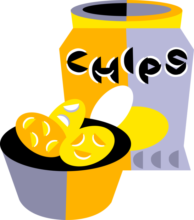 Vector Illustration of Potato Chips or Crisps, Bag of Chips Snack, Side dish, or Appetizer