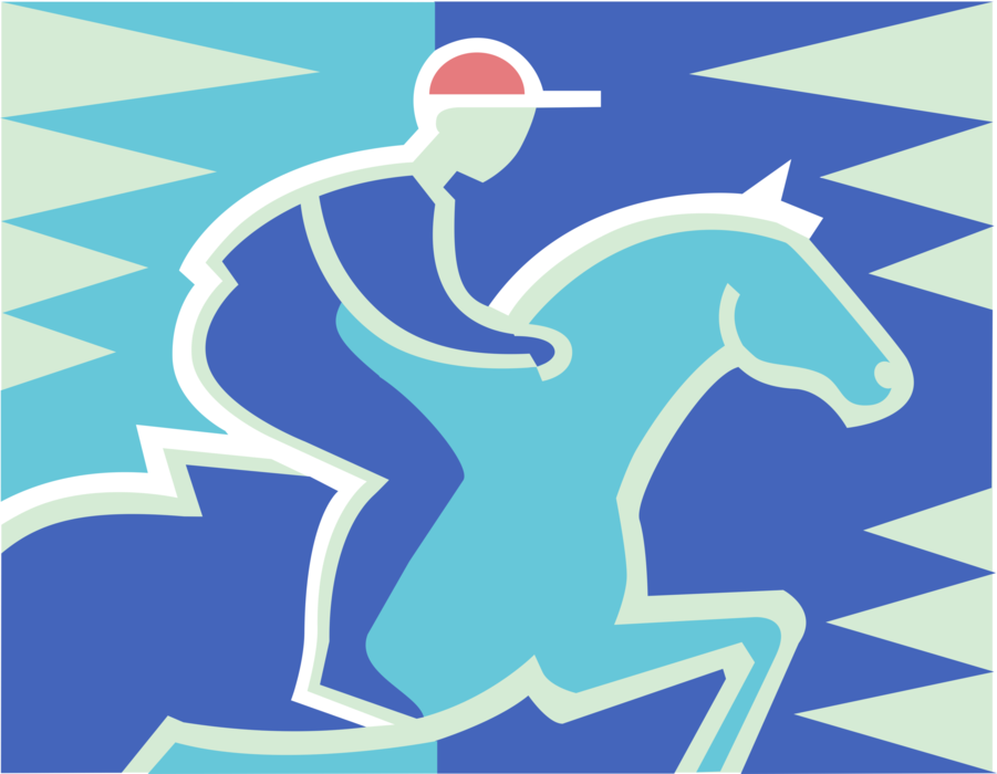 Vector Illustration of Equestrian Horse Jumping with Jockey