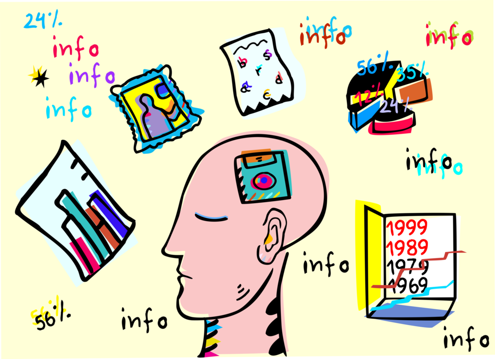 Vector Illustration of Human Brain as Digital Storage and Retrieval Device