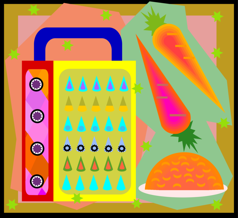 Vector Illustration of Garden Vegetable Carrot Garnish and Grater