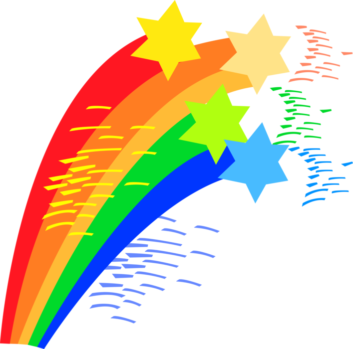 Vector Illustration of Rainbows with Stars 