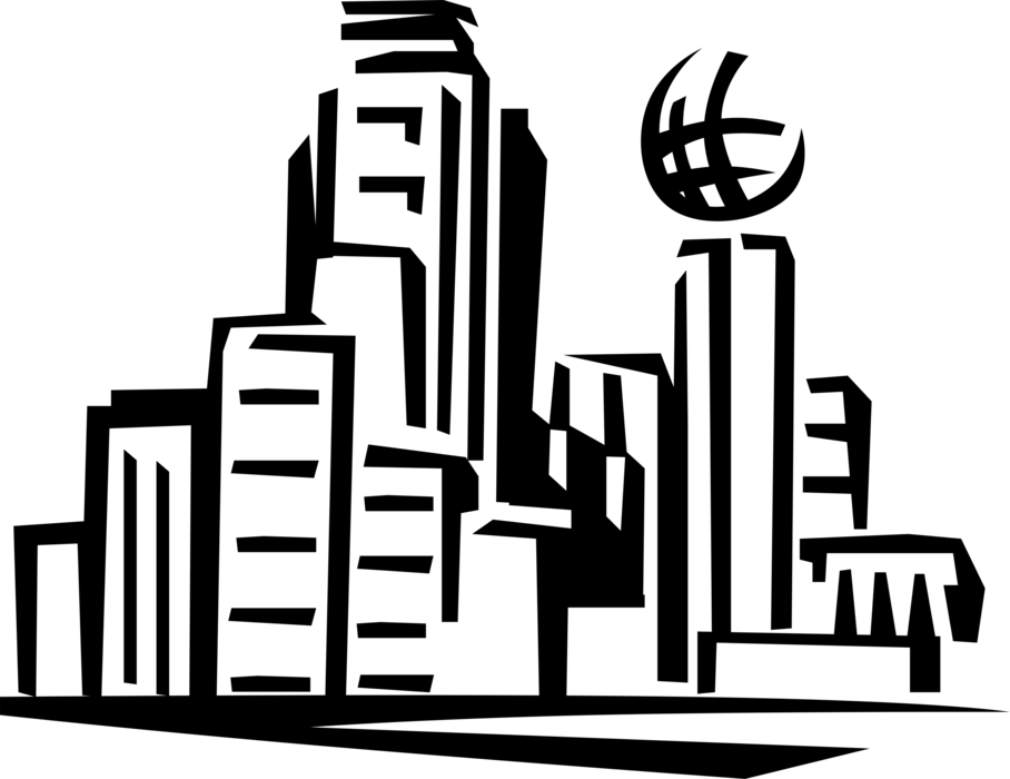 Vector Illustration of Dallas Skyline with Office Tower Skyscrapers, Texas, USA