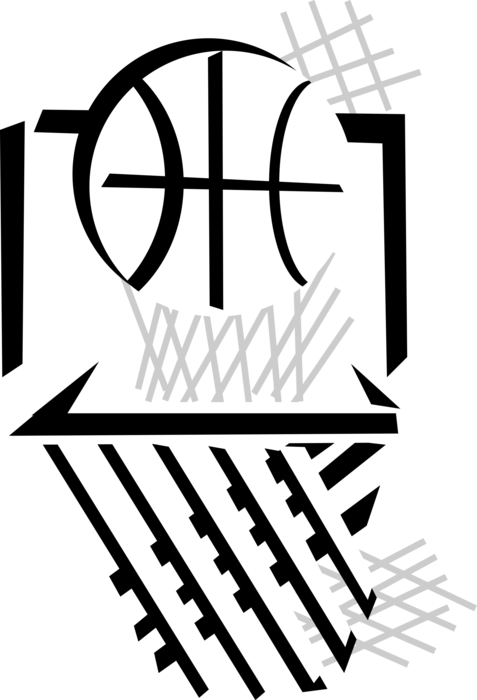 Vector Illustration of Sport of Basketball and Net Hoop