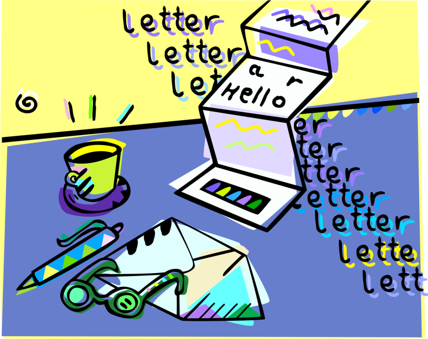 Vector Illustration of Traditional Letter Written Word Writing Correspondence