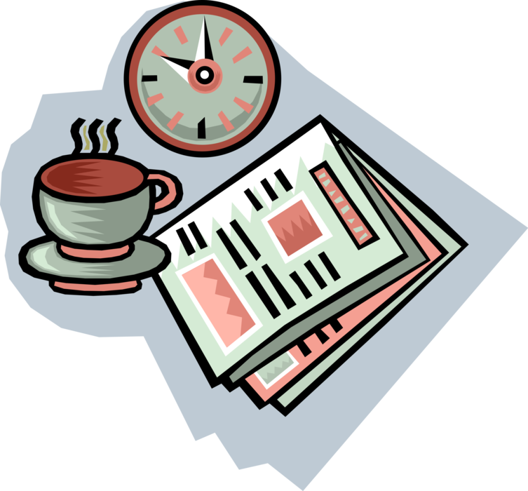 Vector Illustration of Morning Cup of Coffee Break with Newspaper or Magazine