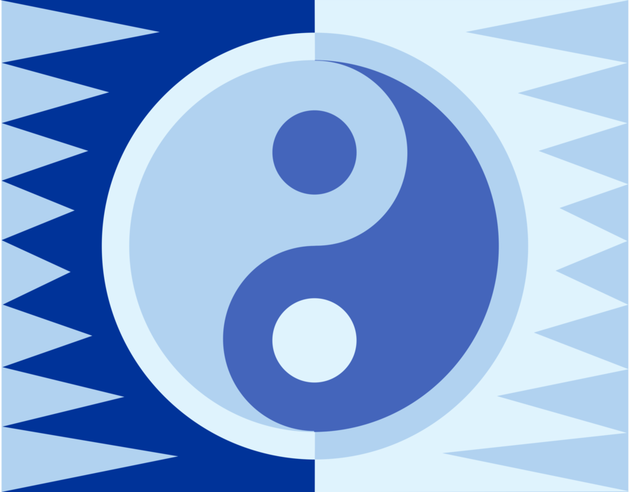 Vector Illustration of Chinese Philosophy Yin and Yang Says Opposite Forces are Complementary